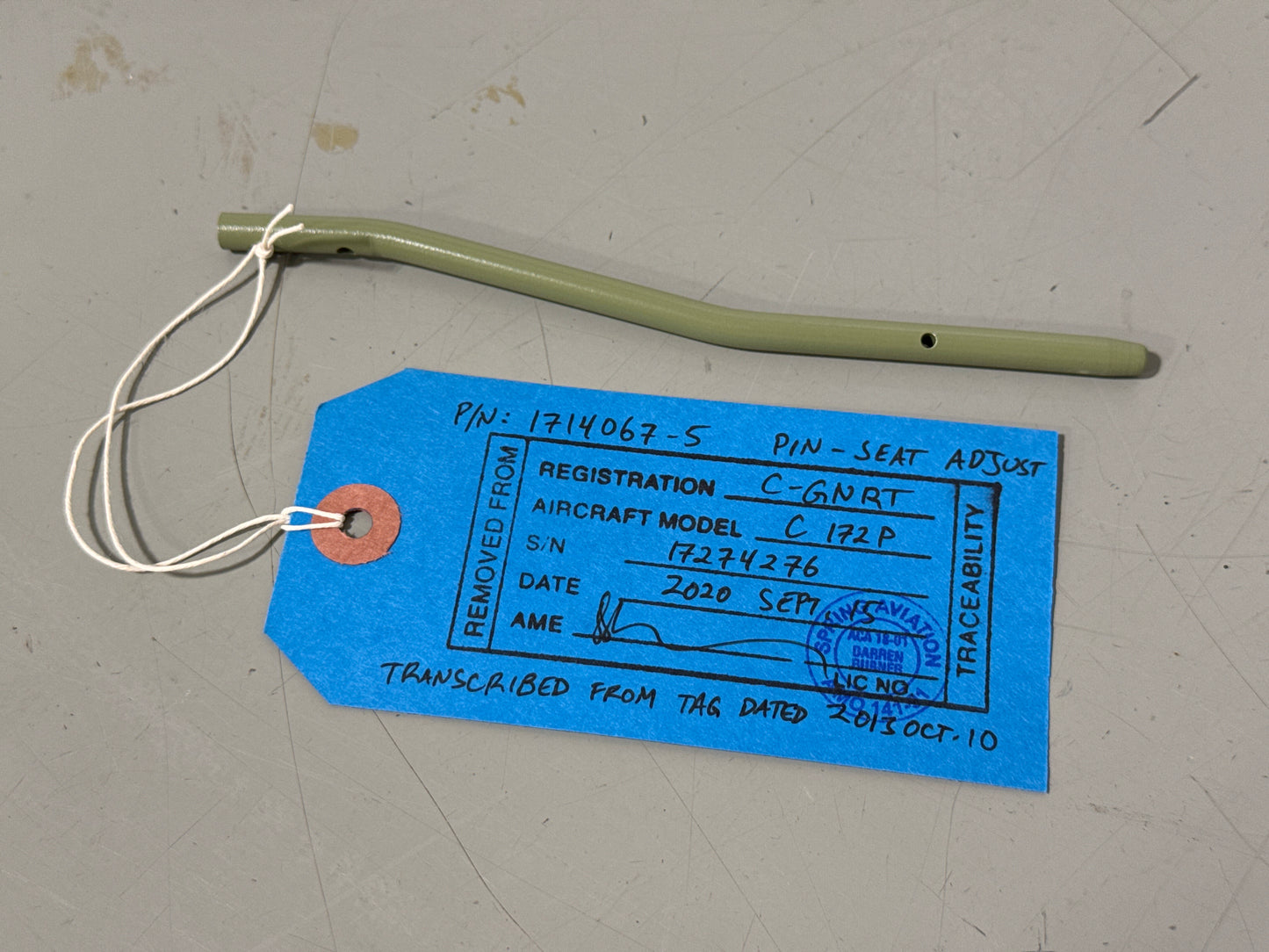 1714067-5 Seat Adjust Pin for Cessna