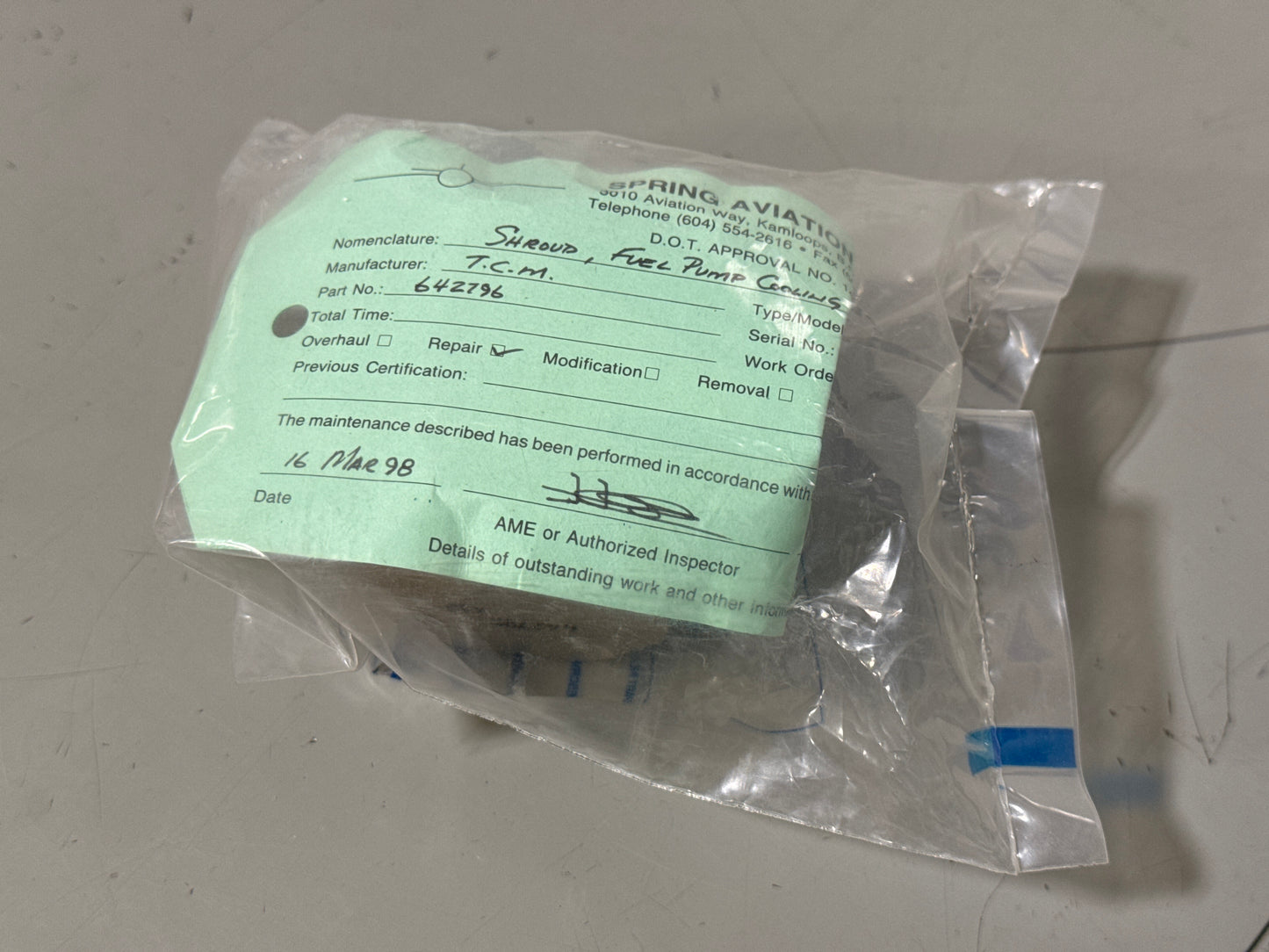 642796 Continental Fuel Pump Shroud for Continental Engines