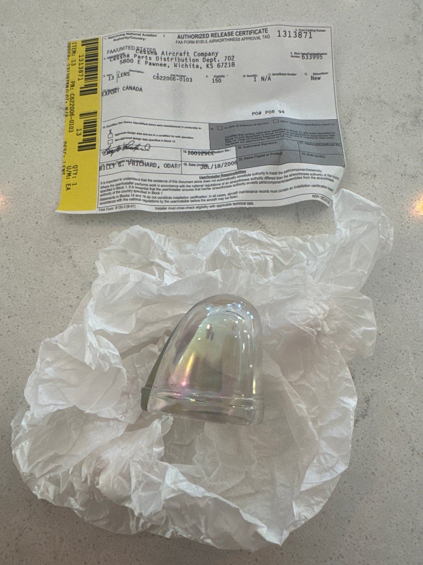 C622006-0103 strobe light lens for Cessna