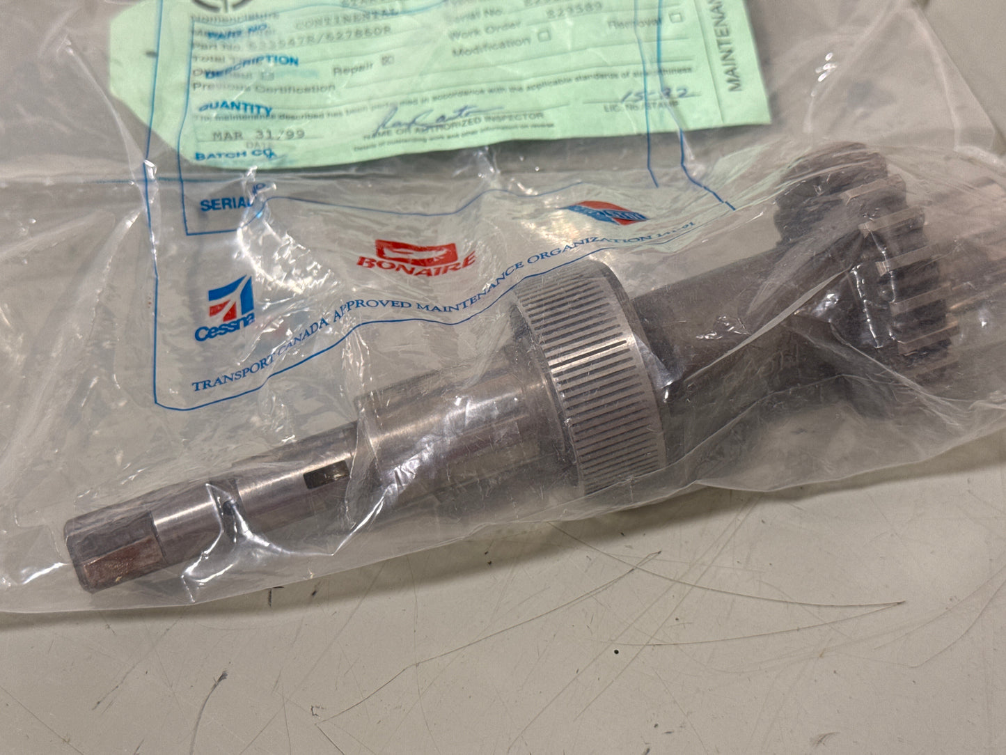 633547R Continental Starter Shaft & Gear for Continental Engines