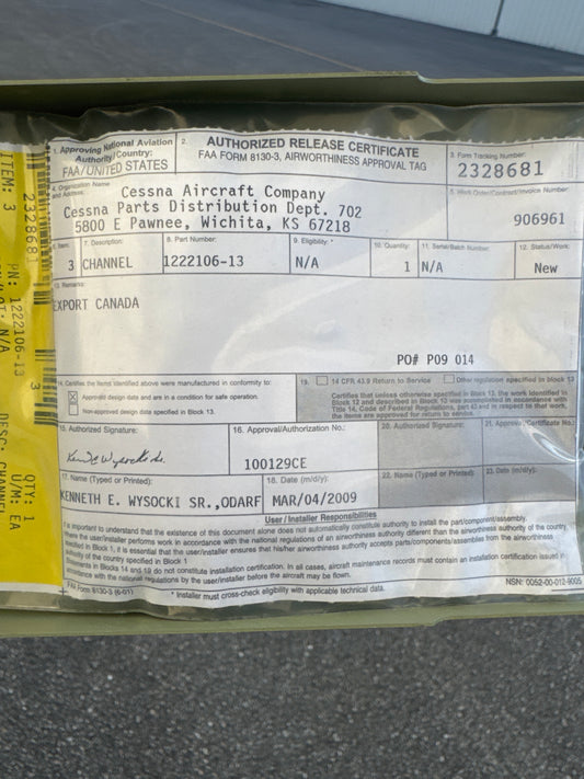 1222106-13 spar for Cessna 206