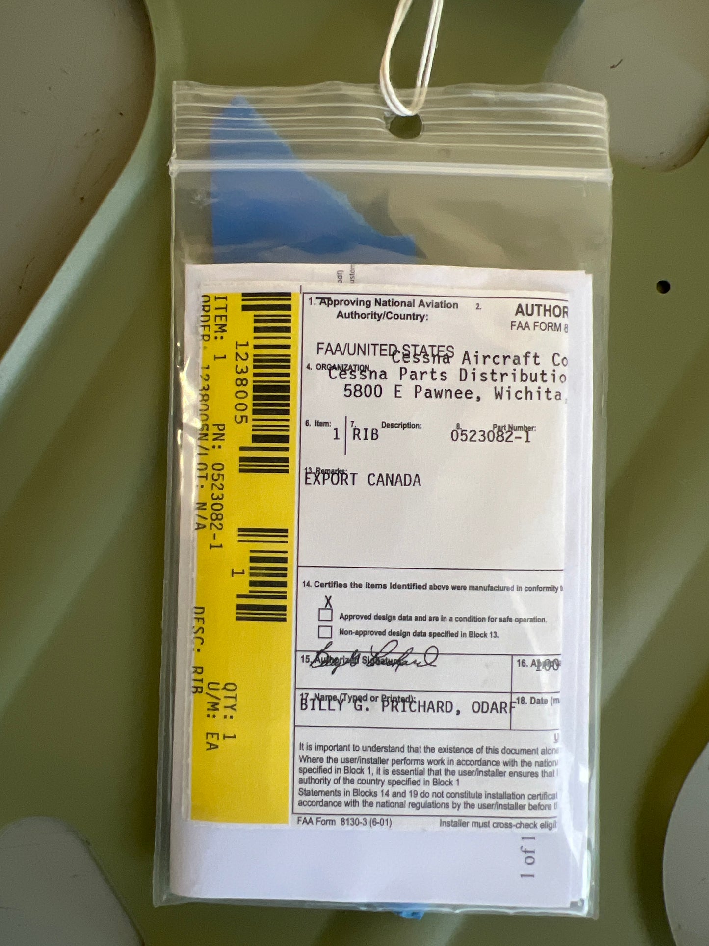 0523082-1 LH/RH Rib for Cessna 182