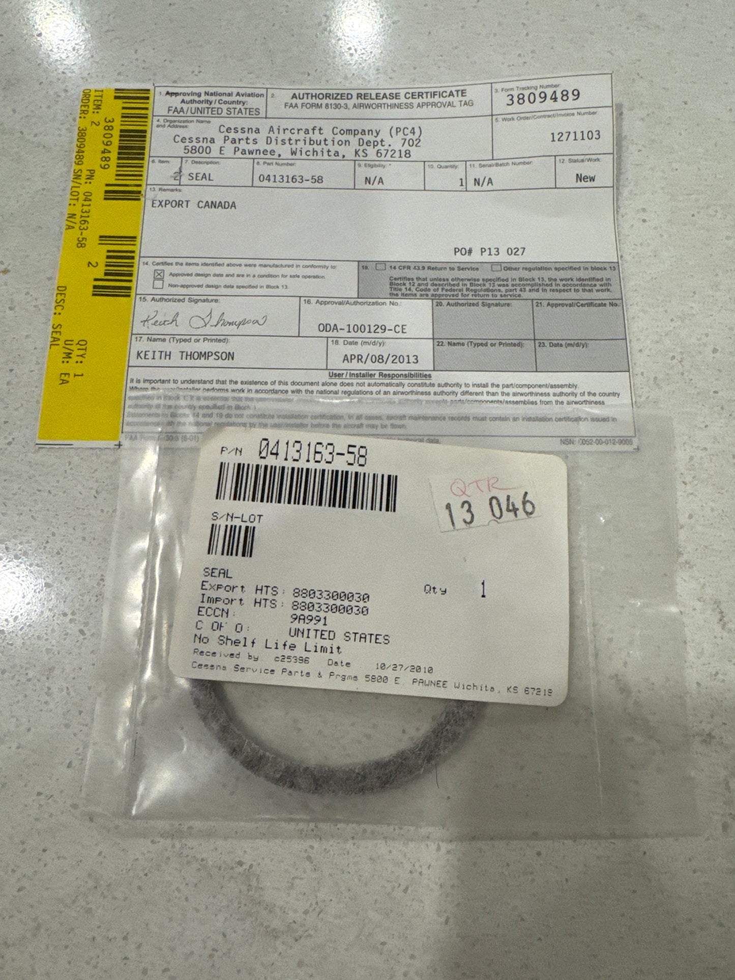 0413163-58 vent seal for Cessna