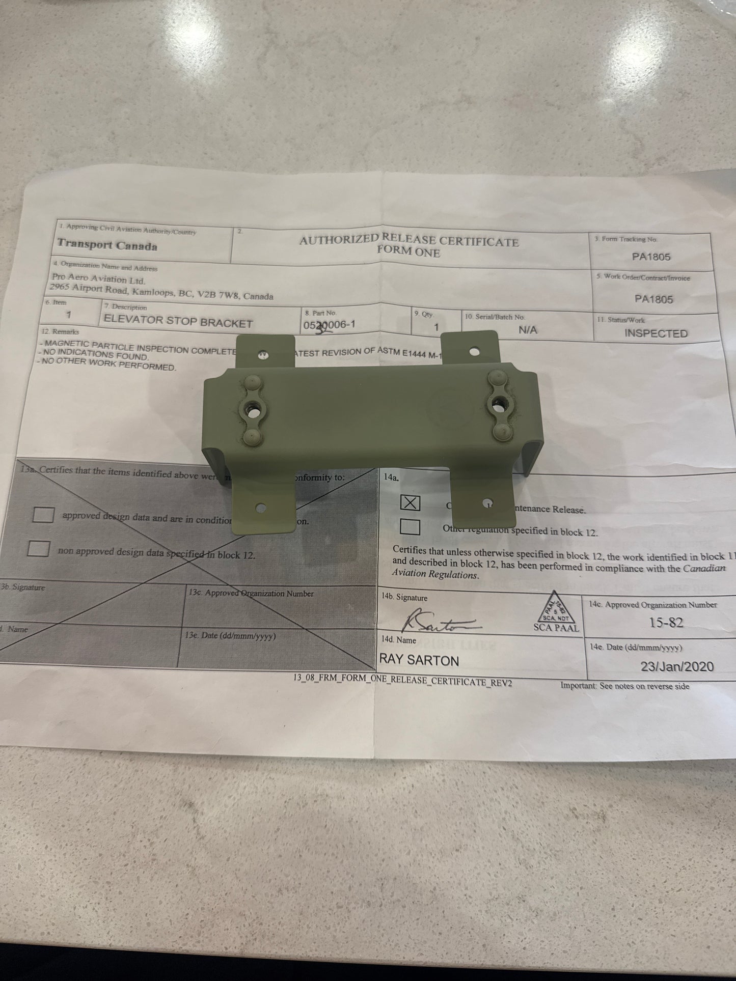 0532006-1 elevator stop for Cessna 172