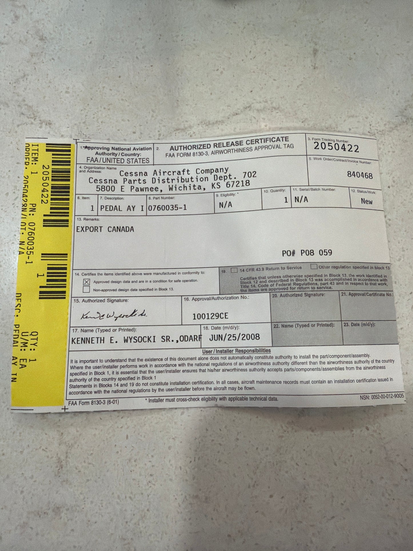 0760035-1 for Cessna