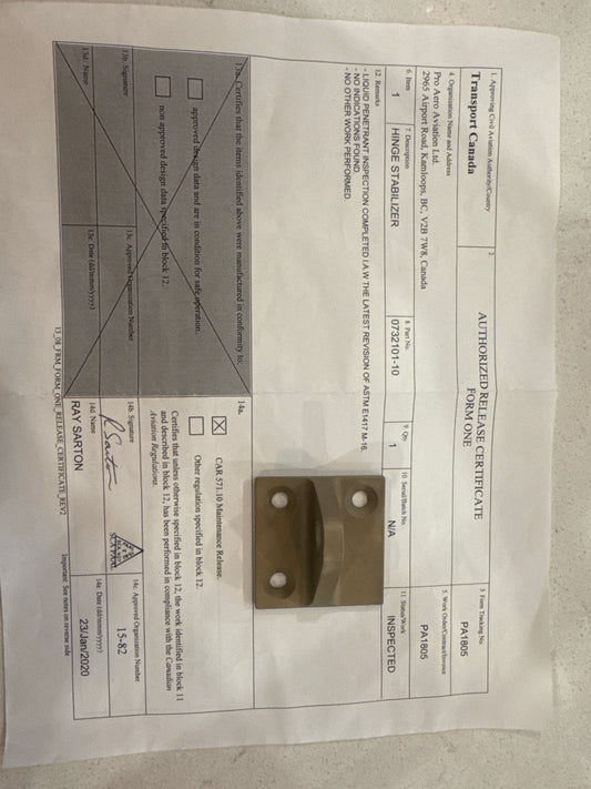 0732101-10 hinge stabilier RH for Cessna 180, 182, 185