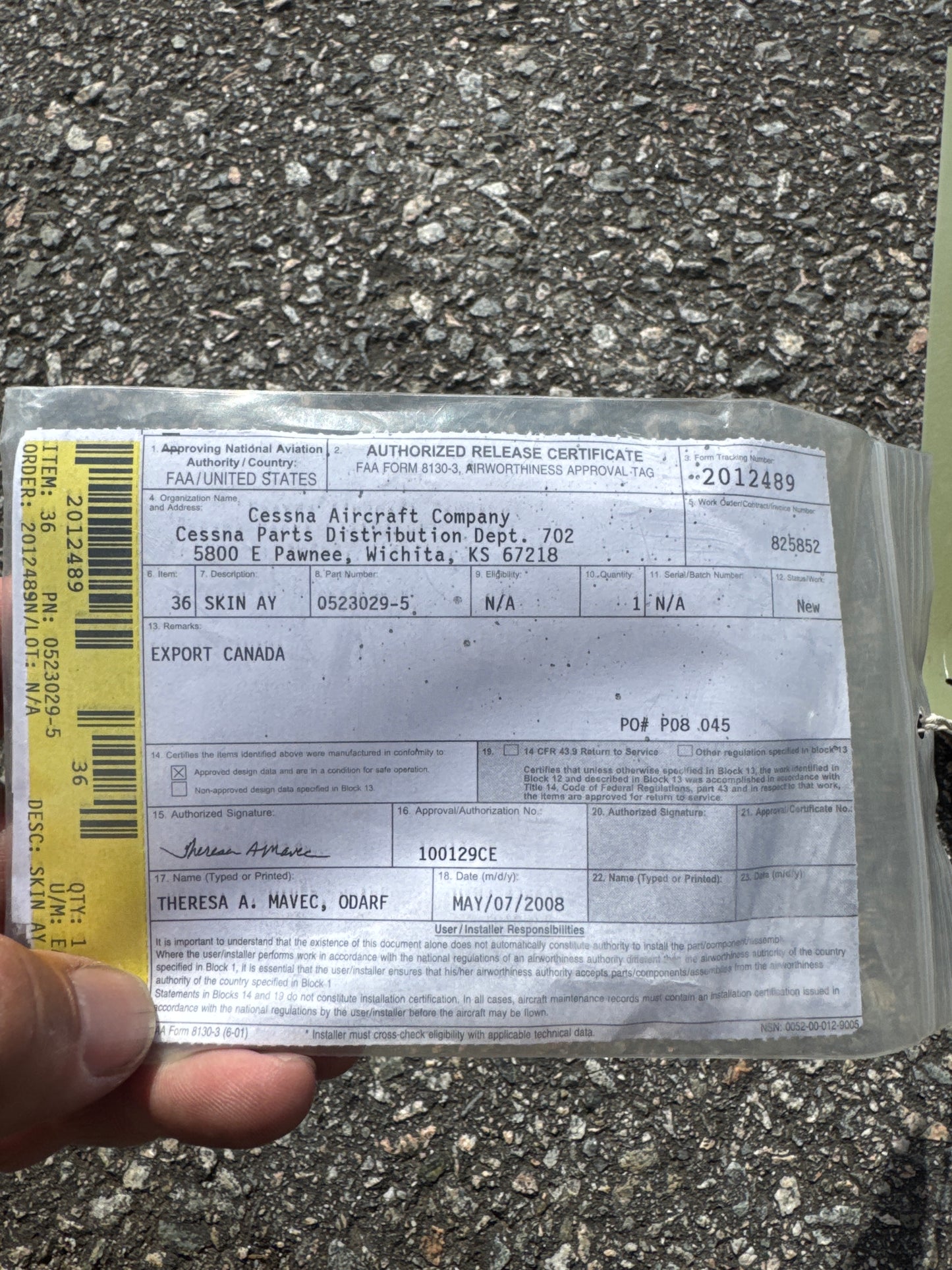 0523029-5 Cessna 172 leading edge skin LH for Cessna 172